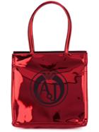 Armani Jeans Logo Print Tote, Women's, Red