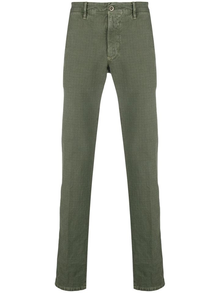 Incotex Checked Straight Trousers - Green