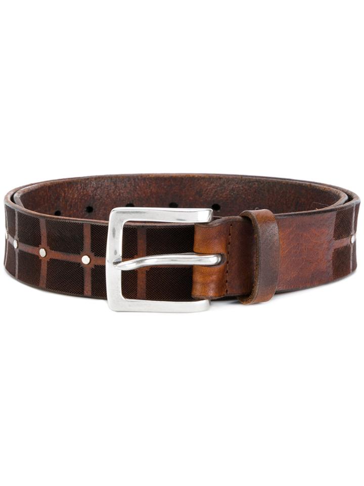 Orciani Grid Studded Belt - Brown