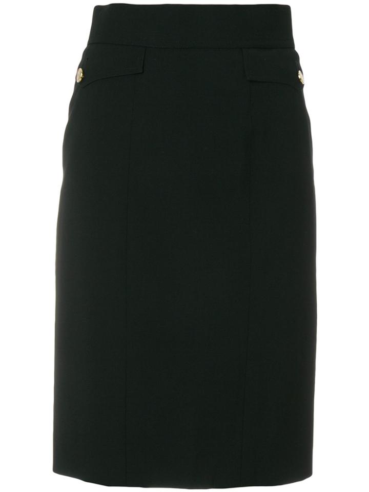 Chanel Vintage Flap Pockets Pencil Skirt - Black