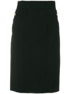 Chanel Vintage Flap Pockets Pencil Skirt - Black