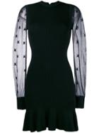 Alexander Mcqueen Sheer Sleeve Knitted Dress - Black