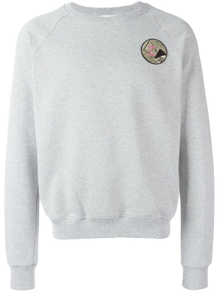 Saint Laurent Never Say Never Appliqué Sweatshirt, Men's, Size: Medium, Grey, Cotton/polyester