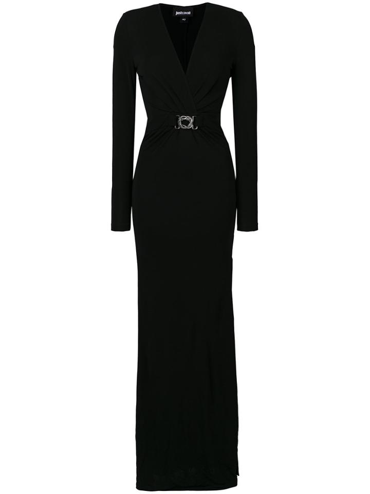 Just Cavalli Snake Belted Fitted Gown - Black