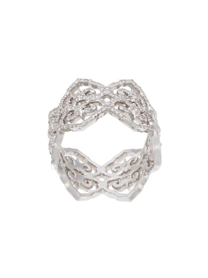Colette 18kt White Gold Filigree Diamond Ring - Silver