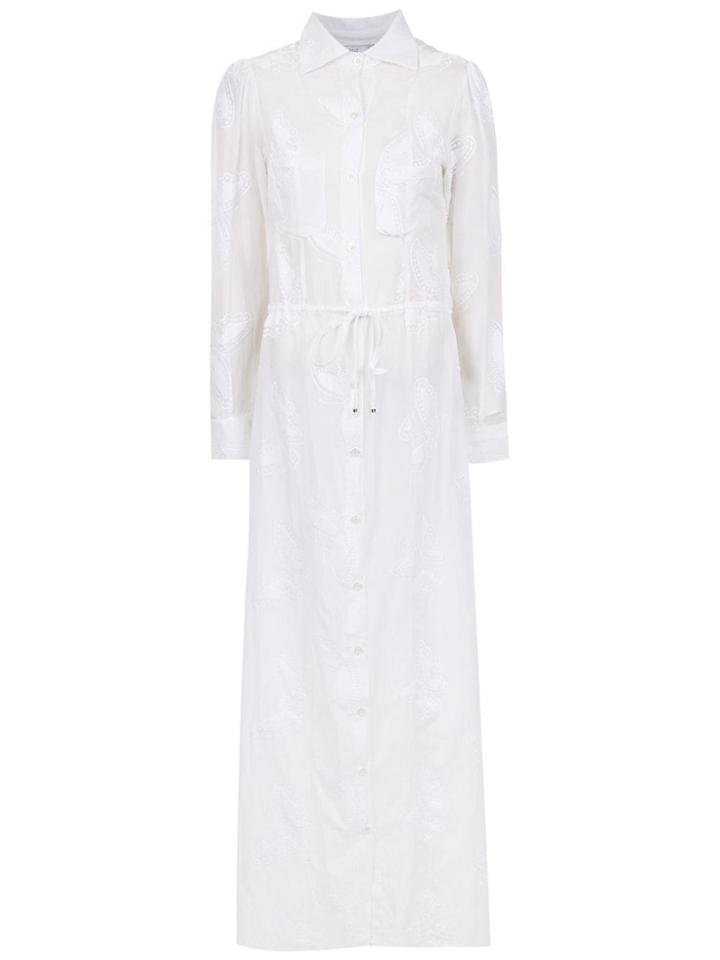 Amir Slama Embroidered Silk Beach Dress - White