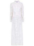 Amir Slama Embroidered Silk Beach Dress - White