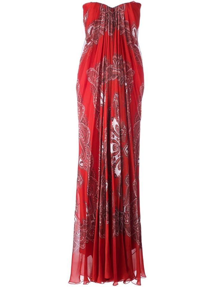 Alexander Mcqueen Bustier Printed Dress, Women's, Size: 42, Red, Silk