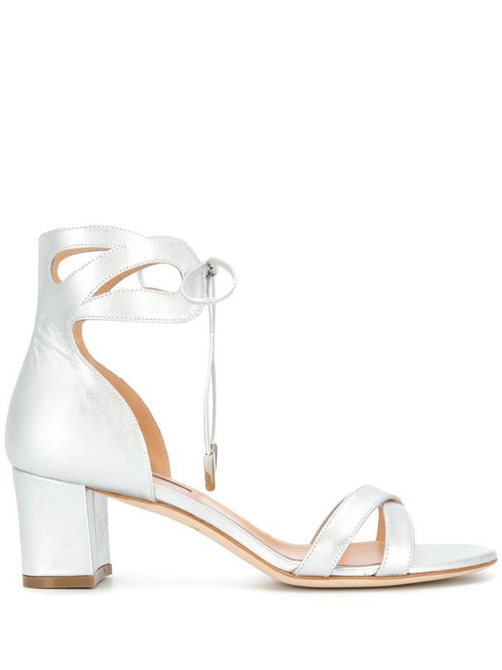 Racine Carree Tied Block Heel Sandals - Silver