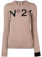 No21 Crew Neck Logo Sweater - Pink & Purple