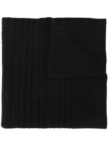 Inverallan Cable Knit Scarf, Women's, Black, Wool