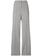Luisa Cerano Flared Checked Trousers - Black