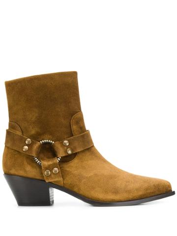 Paola D'arcano Suede Pointed Boots - Brown