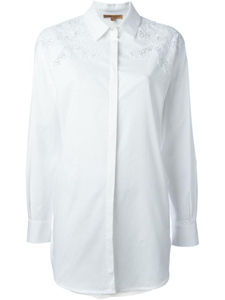 Ermanno Scervino Lace Detail Shirt, Women's, Size: 46, White, Cotton/polyester/spandex/elastane