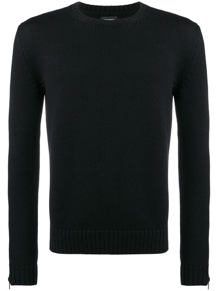 Les Hommes Zip-up Cuff Sweater - Black