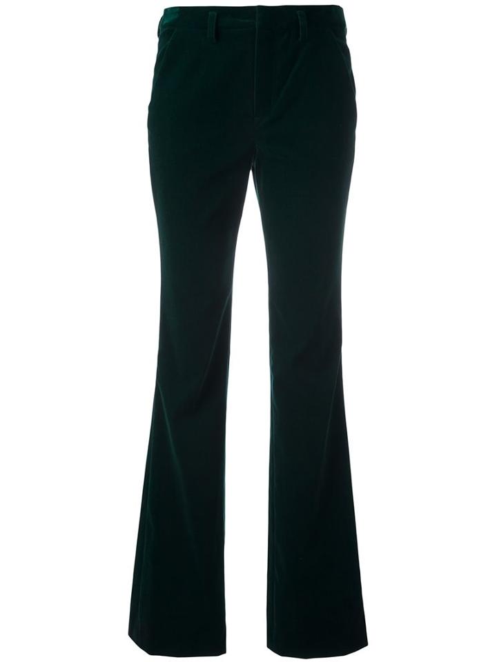 Sonia By Sonia Rykiel Velvet Effect Flared Trousers, Women's, Size: 36, Green, Cotton/spandex/elastane/viscose