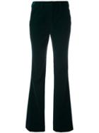 Sonia By Sonia Rykiel Velvet Effect Flared Trousers, Women's, Size: 36, Green, Cotton/spandex/elastane/viscose