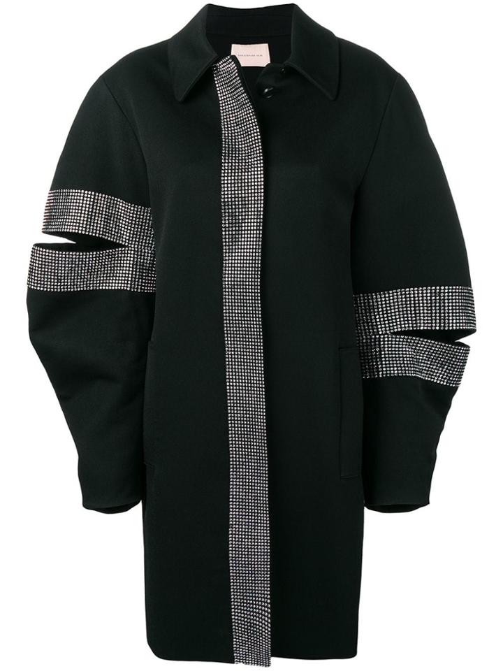 Christopher Kane Crystal Mesh Slash Coat - Black