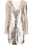 Misha Collection Long-sleeved V-neck Dress - Metallic