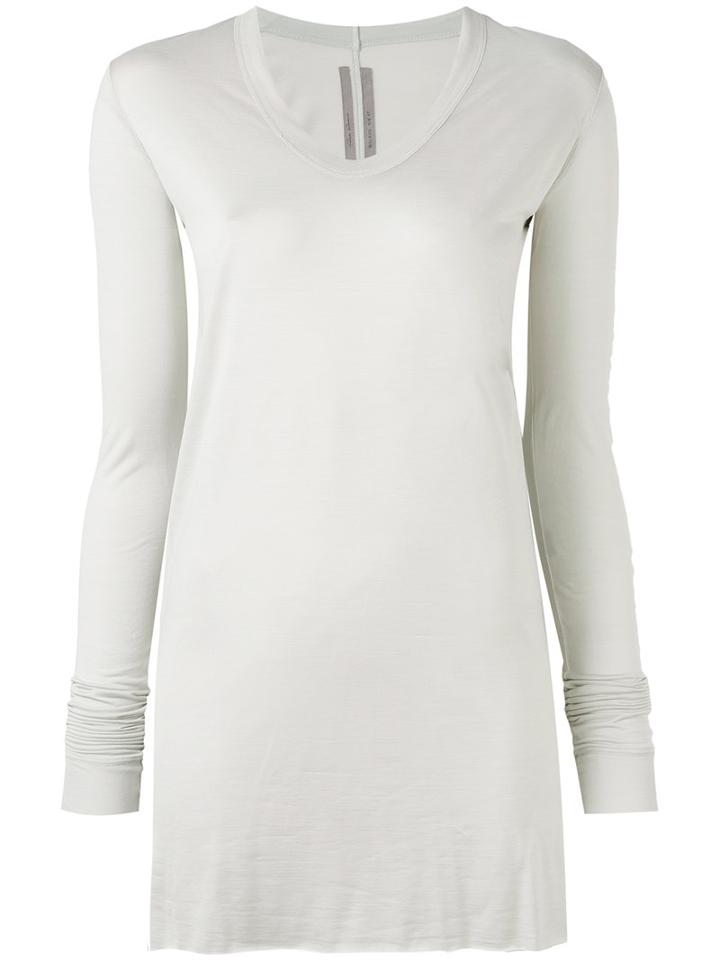 Rick Owens - Long Sleeve Silk Top - Women - Silk - 42, Grey, Silk