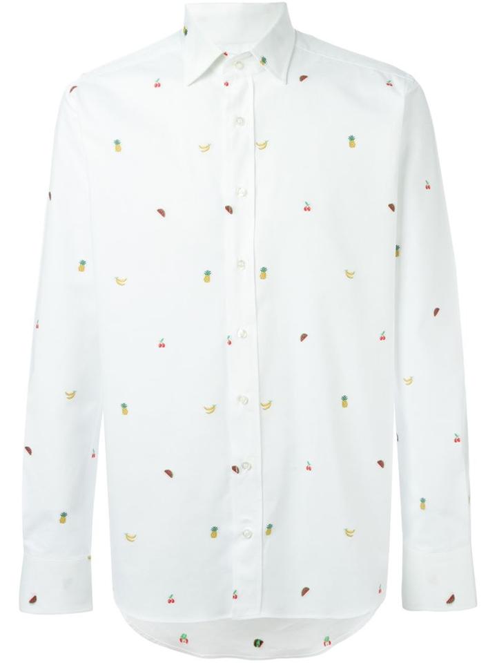 Etro All-over Fruit Shirt, Men's, Size: 42, White, Cotton