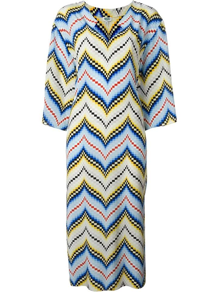 Kenzo - Chevron Midi Dress - Women - Silk - 36, Silk