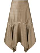 Ganni Plaid Asymmetric Skirt - Neutrals