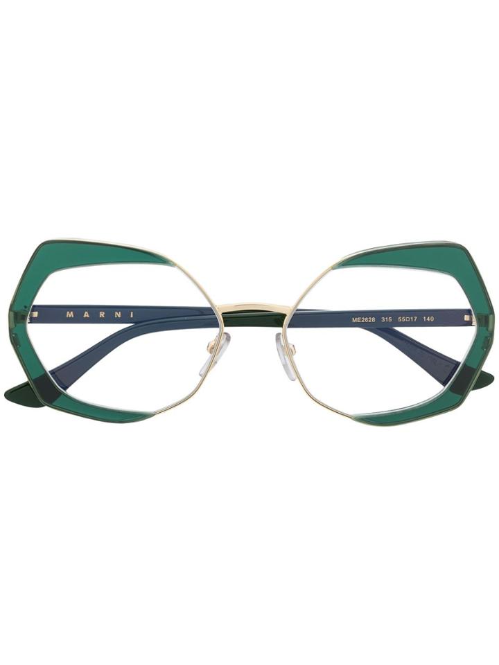 Marni Eyewear Cat Eye Frame Optical Glasses - Green