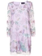 Marchesa Notte - Sequinned Butterfly Beaded Dress - Women - Nylon/polyester - 2, Pink/purple, Nylon/polyester