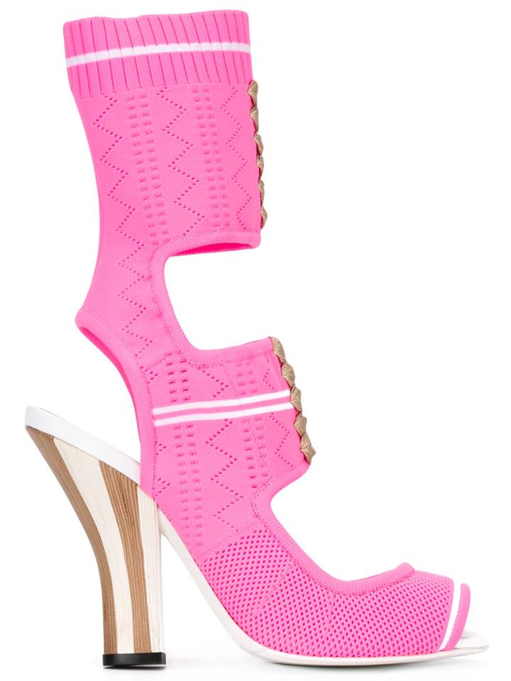 Fendi Knitted Open-toe Sandals - Pink & Purple