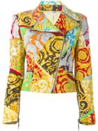 Versace Vintage Mixed Print Biker Jacket - Multicolour