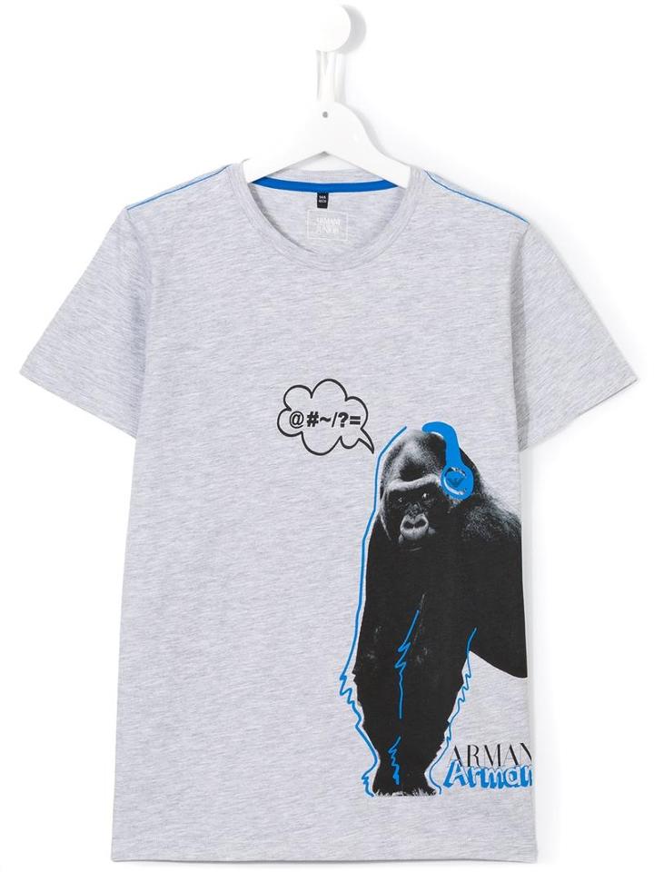 Gorilla Print T-shirt, Boy's, Size: 14 Yrs, Grey, Armani Junior