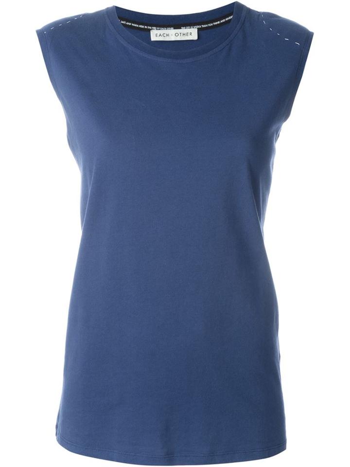 Each X Other Stitch Detail Tank Top, Women's, Size: S, Blue, Cotton