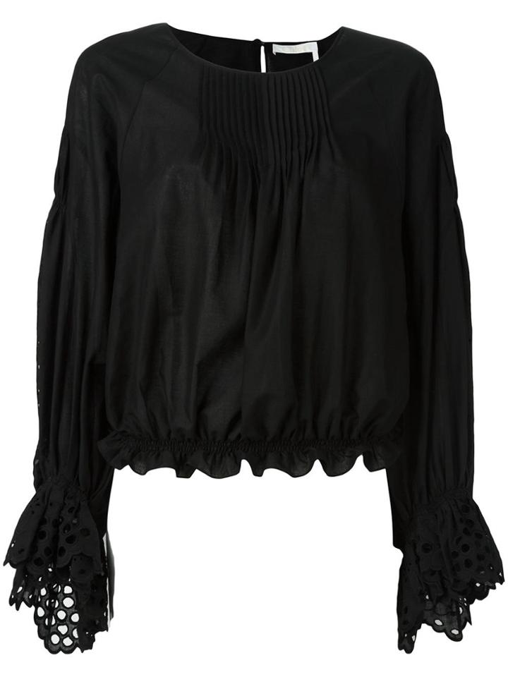 Chloé Pineapple Broderie Anglaise Top - Black