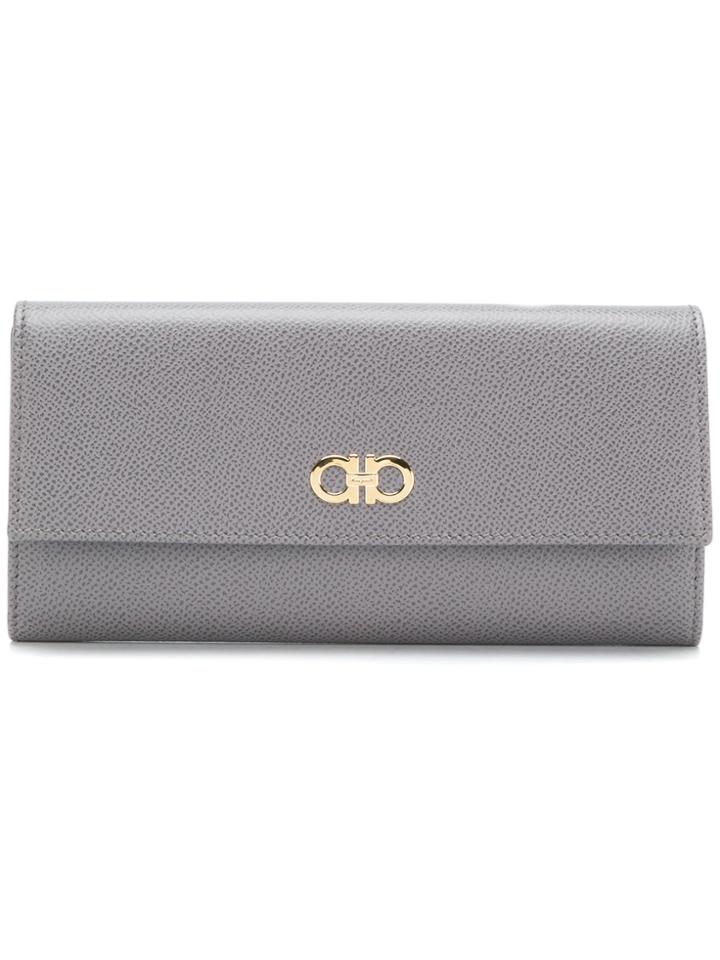 Salvatore Ferragamo Long Double Gancio Wallet - Grey