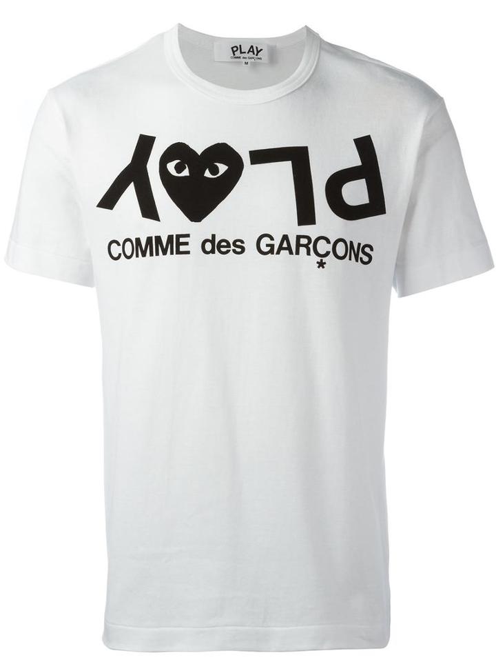 Logo Print T-shirt, Men's, Size: Small, White, Cotton, Comme Des Garçons Play