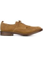 Buttero Weave Effect Textured Lace Up Shoes, Men's, Size: 44, Nude/neutrals, Leather/calf Suede