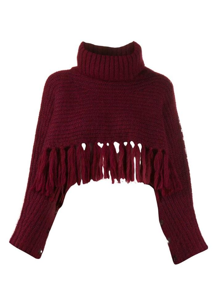 Kenzo Tasseled Cropped Jumper - Red