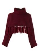 Kenzo Tasseled Cropped Jumper - Red