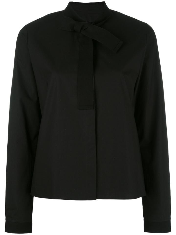 Mm6 Maison Margiela Bow Trim Shirt, Women's, Size: 46, Black, Cotton