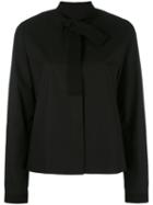 Mm6 Maison Margiela Bow Trim Shirt, Women's, Size: 46, Black, Cotton