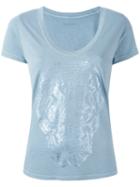 Zadig & Voltaire Stylised Skull Print T-shirt, Women's, Size: Medium, Blue, Cotton/modal
