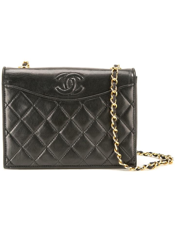 Chanel Vintage Quilted Cc Chain Shoulder Bag, Women's, Black