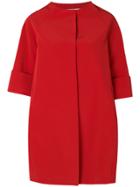 Gianluca Capannolo Cropped Sleeve Cocoon Coat - Red