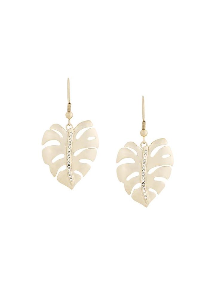 Salvatore Ferragamo Palm Leaf Earrings, Women's, Metallic