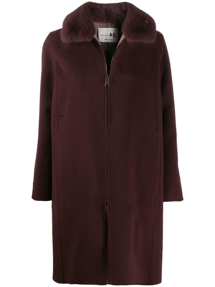 Manzoni 24 Cashmere Coat With Mink Collar - Purple