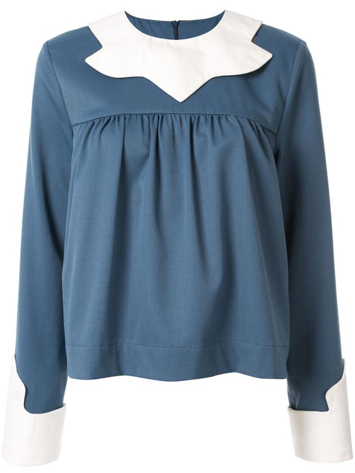 Mm6 Maison Margiela Contrast Bib Blouse - Blue