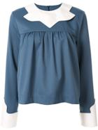 Mm6 Maison Margiela Contrast Bib Blouse - Blue