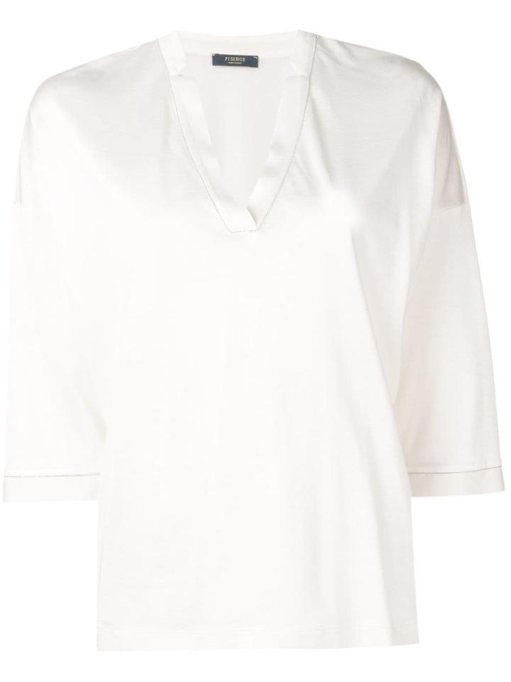 Peserico Embellished Neckline Blouse - White