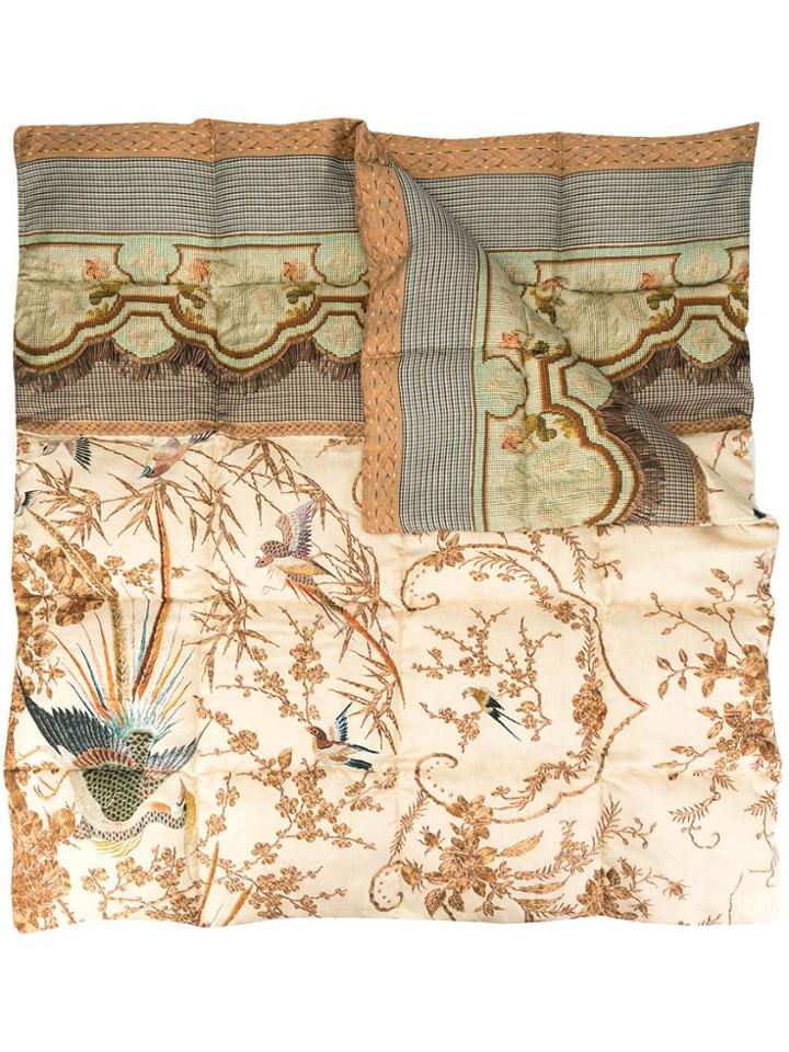 Pierre-louis Mascia Golden Bird Quilted Scarf - Brown